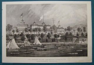 Original 1867 Hotel Engraving The Gregory House Lake at Mahopac NY