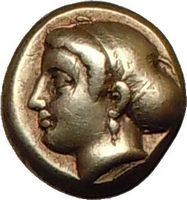 Phokaia Lesbos 477BC Electrum Hekte Greek Coin w Sappho