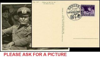 GE014. GERMAN POST CARD MEETING A.H.  MUSSOLINI 1942