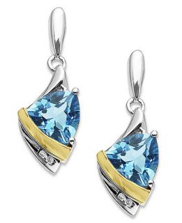 14k Gold and Sterling Silver Earrings, Blue Topaz (2 9/10 ct. t.w) and