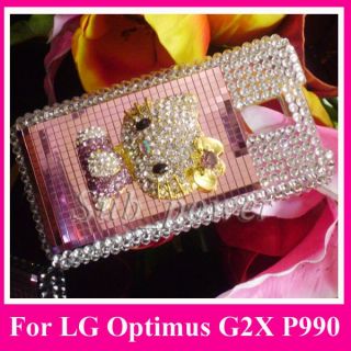 3D Rhinestone Hello Kitty Bling Case Cover for LG Optimus 2X P990 G2X