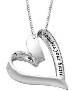 Sterling Silver Pendant, Ribbon Heart I Love You   Necklaces   Jewelry
