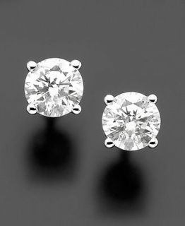 Diamond Earrings, 14k White Gold Near Colorless Certified Diamond (1/4