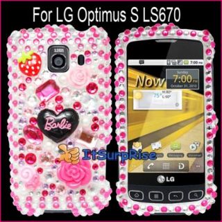 Bling Diamond Pink Barlie Full Hard Case Cover for LG Optimus s LS670