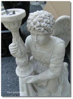 ANGEL KNEELING faux marble STATUE cherub heavy Sculpture HOLIDAY wings