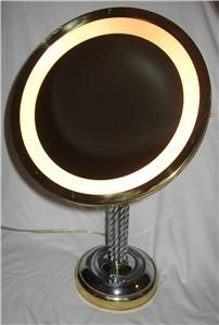 Lighted Pedestal Vanity Magnifying Makeup Mirror by Cane Reed