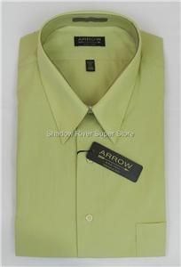Mens Arrow Wrinkle Free LS Dress Shirt Lime Green