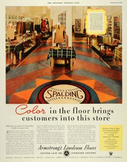 1934 Ad Armstrongs Linoleum Floor Linowall Rubber Tile   ORIGINAL