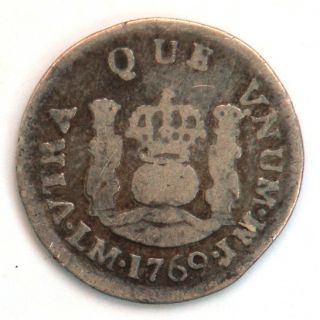 Lima 1 2 Real 1769 Peru Spanish Silver Coin RARE