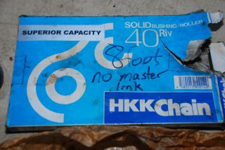 HKK Chain 40 Riv Chain Solid Bushing/Roller 8 NO MASTER LINK INV=8009