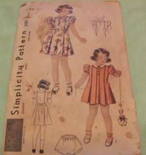 Vintage Original Little Girls Dress Play Suit Patterns 1930S