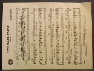 Lionel Hampton Hey Ba Ba re Bop Leeds Music Co Sheet Music 1946