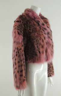 Musi Lippi Cat Fur Cropped Jacket Dyed Bright Pink