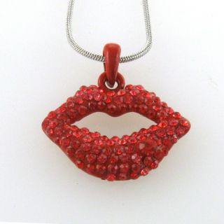 Valentines Day Love Red Sexy Lips Necklace Chain Best Friend BFF Lady