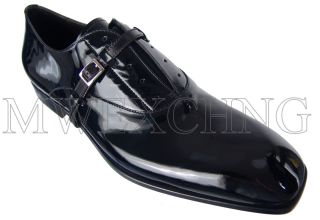 PACIOTTI US 8 Fancy Black Patent Loafers Italian Designer Shoes