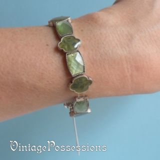 Liz Claiborne Bracelet   Green MOP & Silver Stretch Bracelet   Vintage