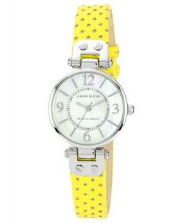 Anne Klein Watch, Womens Yellow Perforated Leather Strap 26mm 10