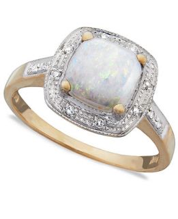 14k Gold Ring, Opal (9/10 ct. t.w.) and Diamond Accent   Rings