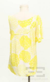 Loeffler Randall Yellow White Floral Silk One Sleeve Top Size 10