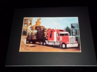 Matted Print Truck Logger Log Picture Photo Trucker Black Mat Red