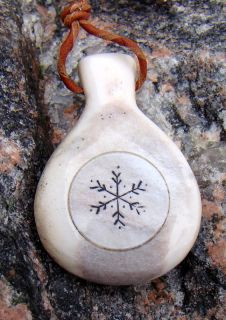 Reindeer Antler Curly Birch Salt Bottle Amulet Finland