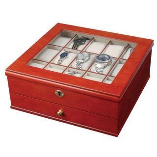 677 Chris Locking Multiple Watch Box in Walnut Jewelry Glass Organizer