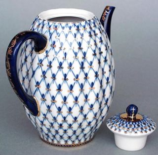 Lomonosov Porcelain Cobalt Net 8 Cups measures 8 H x 5 D x 8 W and