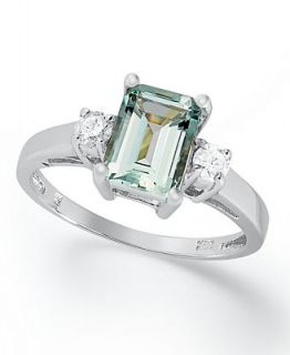 14k White Gold Ring, Aquamarine (1 5/8 ct. t.w.) and Diamond (1/6 ct