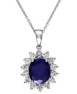 Effy Collection 14k White Gold Necklace, Sapphire (4 1/3 ct. t.w.) and