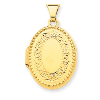 New Polished 14k Yellow Gold not Engraveable Oval Family Locket