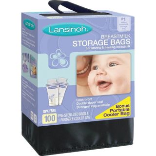 Lansinoh Breastmilk Storage Bags 100 Pack with Portable Cooler
