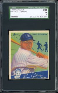 1934 Goudey 61 Lou Gehrig SGC 60 Excellent