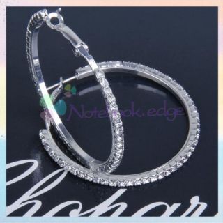 Rhinestone Huge Loop Circle Hoop Earrings Fashion Jewelry