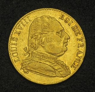 1815 R France Louis XVIII in Exile Scarce Gold 20 Francs Coin London
