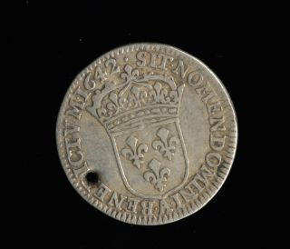 France Silver Coin 1 12 ECU King Louis XIII 1642