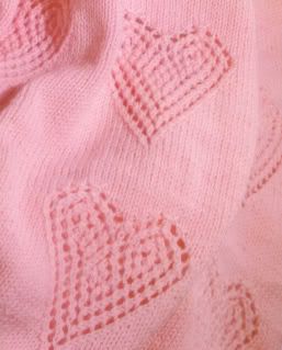 Lacy Love Hearts Aran Baby Blanket Knitting Pattern 32 x 44