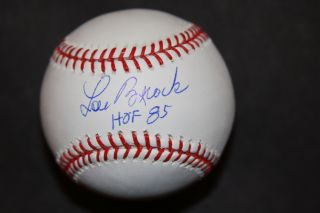 Lou Brock Signed MLB Baseball St Louis Cardinals HOF 85 Inscription