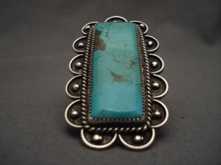 Gigantic Old Navajo Royston Turquoise Silver Ring Size 12 5 1970S