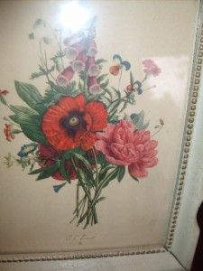 Vintage Pair of Loudon Florals TL Trevost Framed Prints Nice