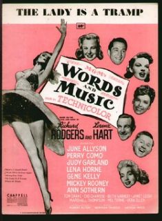 Words and Music 1948 Lady Is A Tramp Gene Kelly Movie Vintage Sheet