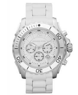 Michael Kors Watch, Mens Chronograph Drake White Silicone Wrapped