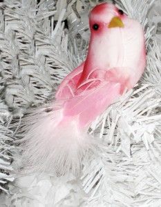 Shabby Cotton Candy Pink Bird Dove Lovebird Feather Tree Christmas