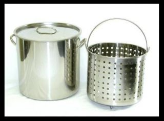 13 Gal) Stainless Steel Stock Pot with Raised Deep Steamer/Boil Basket