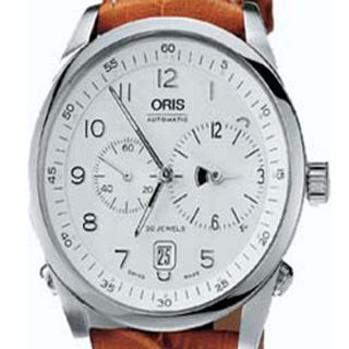Oris Luxury Swiss Gents Watch XXL Worldtimer Brown Leather Strap
