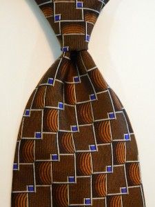 Luciano Gatti Mens Designer Silk Neck Tie Made in Italy Brown Orange