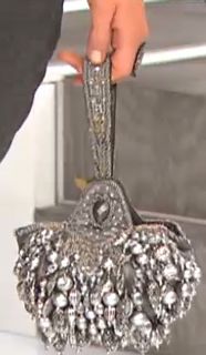 Mary Frances Heirloom Beaded Bag Embellished Silver Wristlet Bag