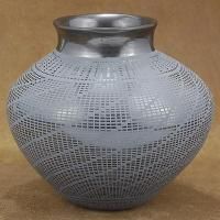 Mata Ortiz Polychrome Etched Black Dazzler Pottery Vase
