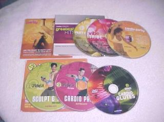 ZUMBA FITNESS Lot of 6 cd dvd Cardio Glutes Party + Sculpt Tone