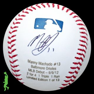 Manny Machado Signed Auto MLB Debut Baseball Ball Orioles COA