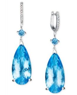 Sterling Silver Earrings, Blue Topaz (38 ct. t.w.) and Diamond Accent